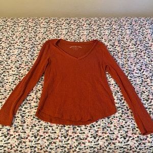 V neck Long sleeve sweater shirt